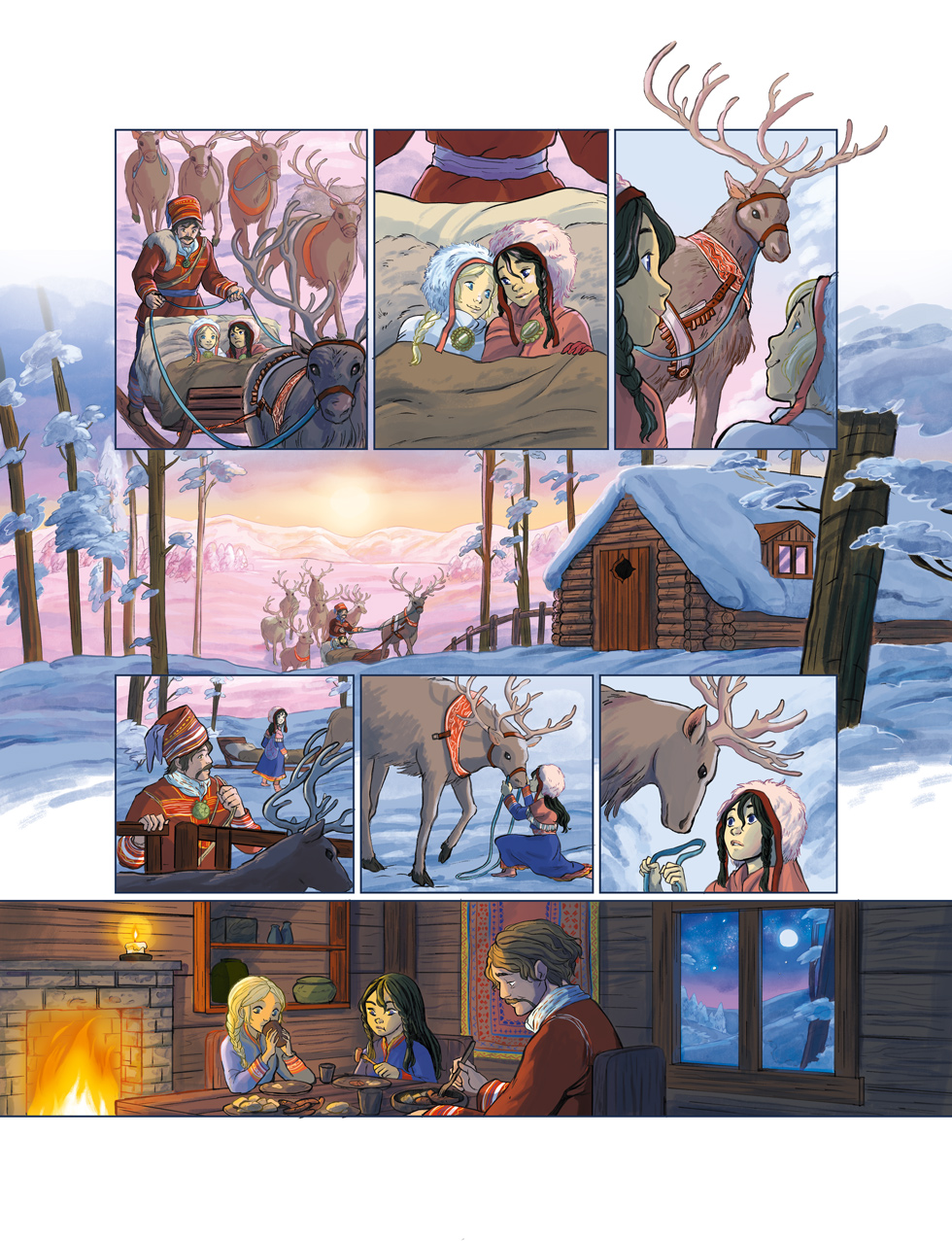 les voyages de lotta comic book reindeer snow sunset sisters father